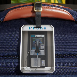 Retro Payphone Design, Vintage Telephone Booth Art Luggage Tag