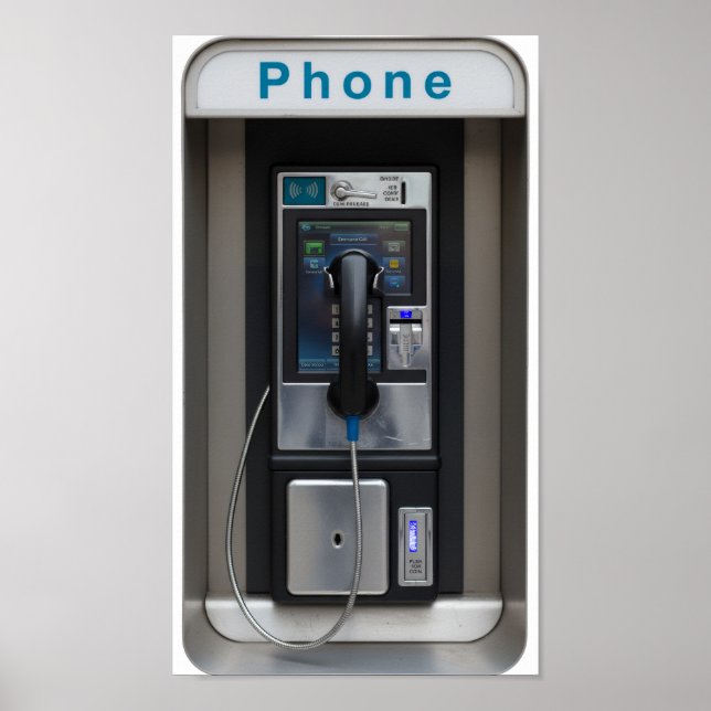 Retro Payphone Design, Vintage Telephone Booth Art Poster (Front)