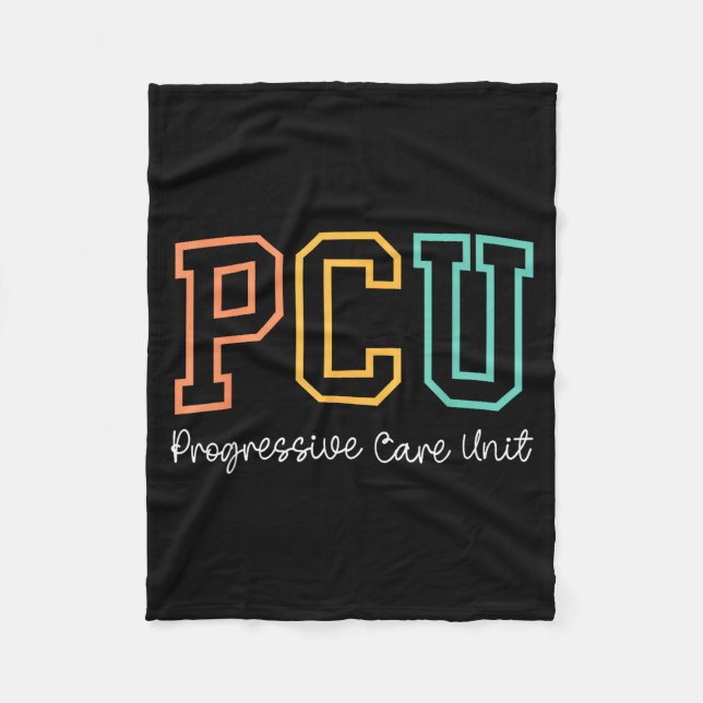 Retro Pcu Progressive Care Unit Rn Nurse Nursing W Fleece Blanket (Front)