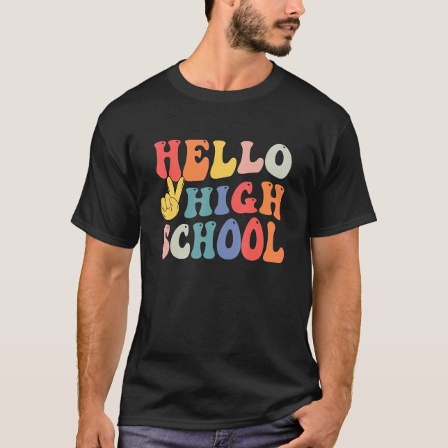 Retro Peace High School Teacher Student First Day  T-Shirt (Front)