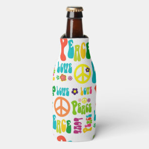 Retro Peace Hippy Sign Pattern Bottle Cooler