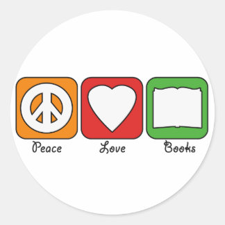 Retro Peace, Love, Books (Dark) Stickers
