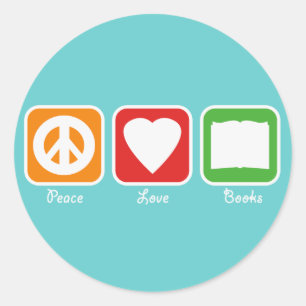 Retro Peace, Love, Books Stickers (Dark)