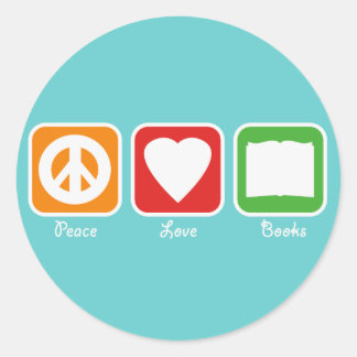 Retro Peace, Love, Books Stickers (Dark)