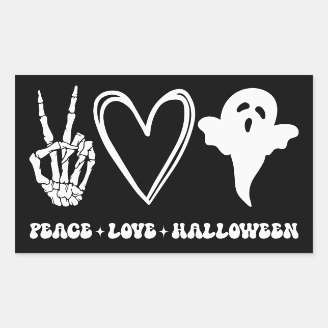 Retro Peace Love Halloween Sticker (Front)