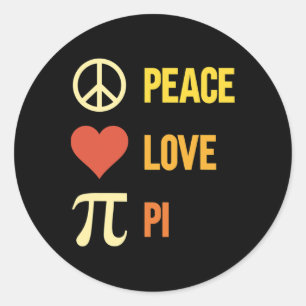 Retro Peace Love Pi 3.14 Happy Pi Day Math Pun Pi  Classic Round Sticker
