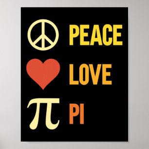 Retro Peace Love Pi 3.14 Happy Pi Day Math Pun Pi  Poster