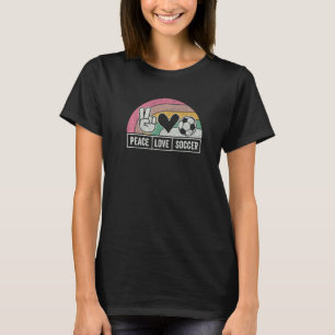 Retro Peace Love Soccer Cute Print Women Teen Girl T-Shirt