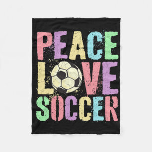 Retro Peace Love Soccer Score Club Mom Game Fleece Blanket
