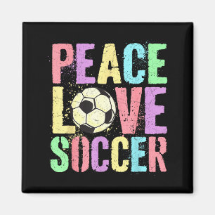 Retro Peace Love Soccer Score Club Mom Game Magnet