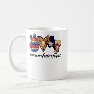 Retro Peace Love Texas Cowboy Boots Western Countr Coffee Mug