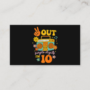 Retro Peace Out Single Digits Im 10 Year Old 10th  Business Card