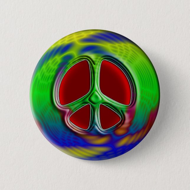 RETRO PEACE SIGN 2 INCH ROUND BUTTON (Front)