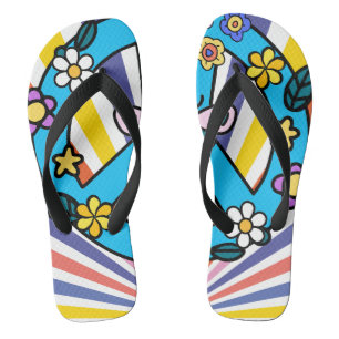 Retro Peace Sign Flip Flops