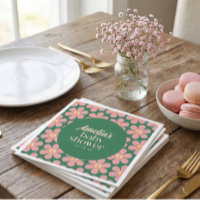 Retro Peace Sign Flower Green Pink Baby Shower 
