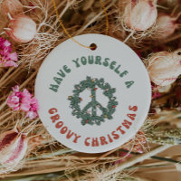 Retro Peace Sign Have Yourself A Groovy Christmas