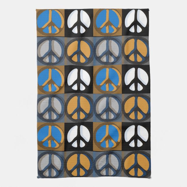 Retro Peace Sign Kitchen Towel (Vertical)