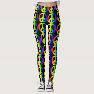 Retro Peace Sign Neon  Leggings