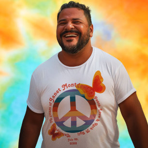 Retro Peace Sign Psychedelic Butterfly Birthday T-Shirt