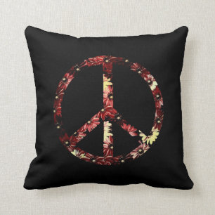 Retro Peace Sign Throw Pillow