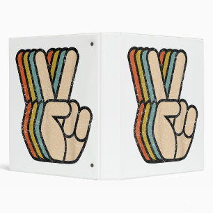 Retro Peace Sign V Fingers Vintage 60s 70s 80s Coo Binder
