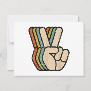Retro Peace Sign V Fingers Vintage 60s 70s 80s Coo Holiday Card