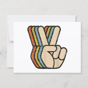 Retro Peace Sign V Fingers Vintage 60s 70s 80s Coo Postcard