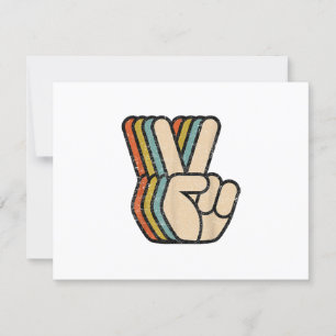 Retro Peace Sign V Fingers Vintage 60s 70s 80s Coo RSVP Card