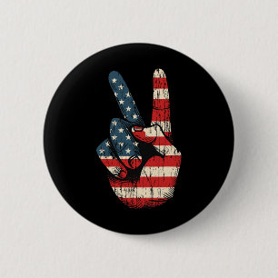 Retro Peace Sign Vintage 60's 70's Hippie 2 Inch Round Button