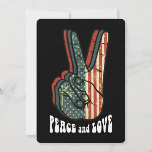 Retro Peace Sign Vintage 60's 70's Hippie Gift Invitation