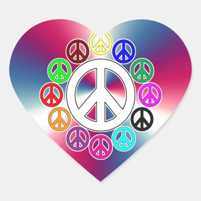 retro peace signs heart sticker (Front)