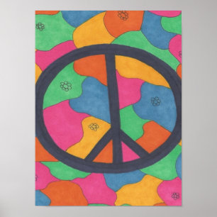 Retro Peace Symbol Art Poster