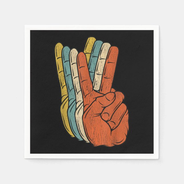 Retro Peace Vintage 60's 70's Hippie Napkin (Front)