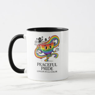 Retro Peaceful Pride Rainbow Coffee Cup T-Shirt