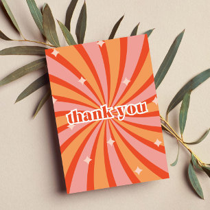 Retro peach and pink swirl thank you card