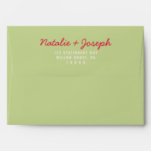 Retro Peach Bright Fun Calligraphy Wedding Envelope