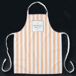 Retro Peach Candy Stripes Apron<br><div class="desc">Peach and white stripes bring a retro personality to this personalized apron. The nostalgic stripe motif is stylish and chic. Great for bakeries,  home chefs,  salons,  or personal use! Art and design © 1201AM Design Studio | www.1201am.com</div>