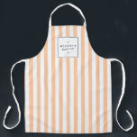 Retro Peach Candy Stripes Apron<br><div class="desc">Peach and white stripes bring a retro personality to this personalized apron. The nostalgic stripe motif is stylish and chic. Great for bakeries,  home chefs,  salons,  or personal use! Art and design © 1201AM Design Studio | www.1201am.com</div>