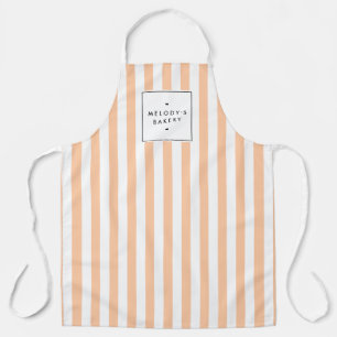 Retro Peach Candy Stripes Apron