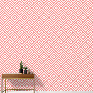 Retro Peach / Coral Abstract Geometric Pattern  Wallpaper