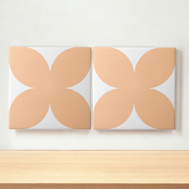 Retro Peach Floral Petal Mid Century Modern Design Tile (Creator Uploaded)