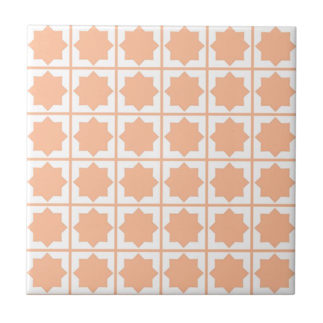 Retro Peach Fuzz Islamic Geometric Pattern Tile (Front)