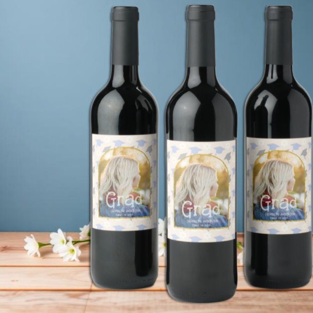 Retro Peach Graduation Announcement Wine Label (Creator Uploaded)