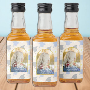 Retro Peach Graduation Liquor Bottle Label