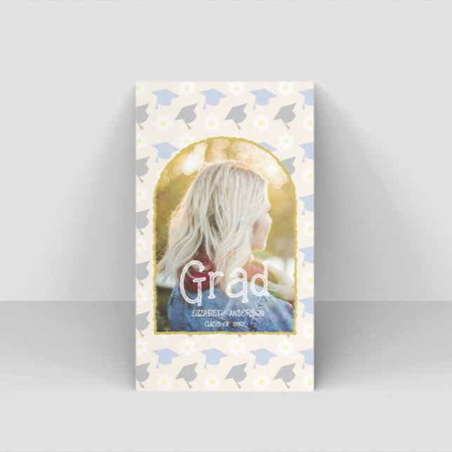 Retro Peach Graduation Name Card (Creator Uploaded)