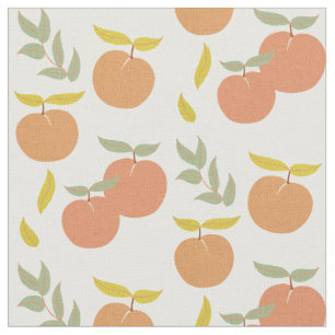 Retro Peach & Leaf Pattern Fabric