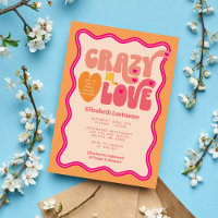 Retro Peach Orange Crazy in Love Bridal Shower