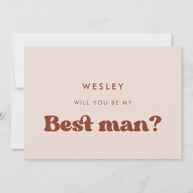 Retro peach pink Will you be my best man card (Front)