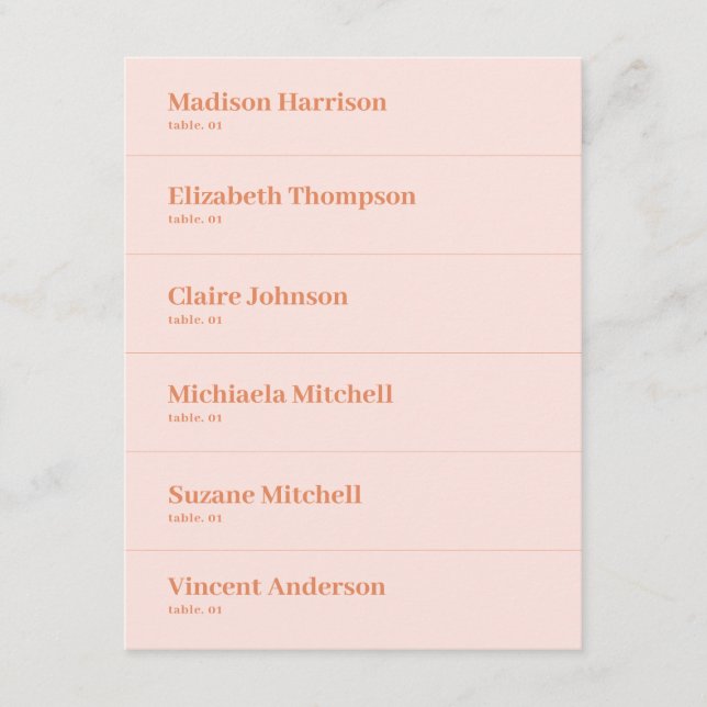 Retro Peach Rose Orange Mariage Carte Place do-it- (Devant)