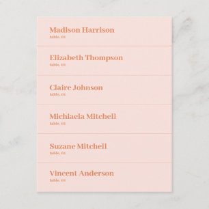 Retro Peach Rose Orange Mariage Carte Place do-it-